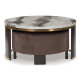 Table basse gigogne Jazmore - Fabriquée par Ashley Furnitures - Finition Marron/Laiton