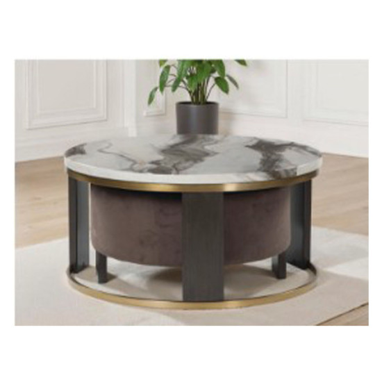 Table basse gigogne Jazmore - Fabriquée par Ashley Furnitures - Finition Marron/Laiton