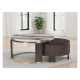 Table basse gigogne Jazmore - Fabriquée par Ashley Furnitures - Finition Marron/Laiton