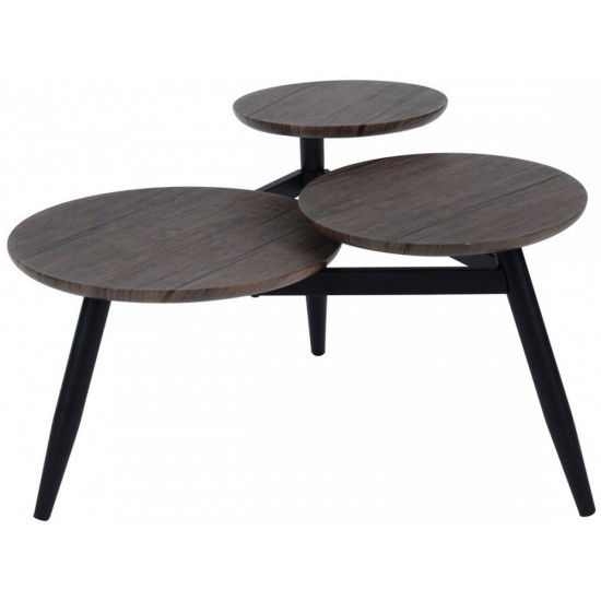 Biel - Coffee Table Round 3-Tier in wood - Black feet