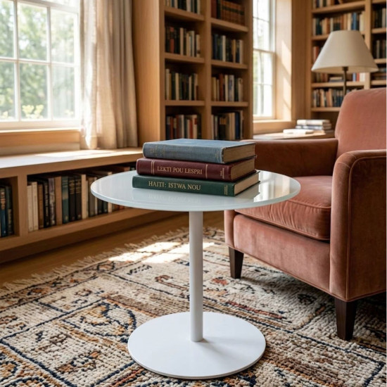 Shobal - Table Basse en Verre - Blanc