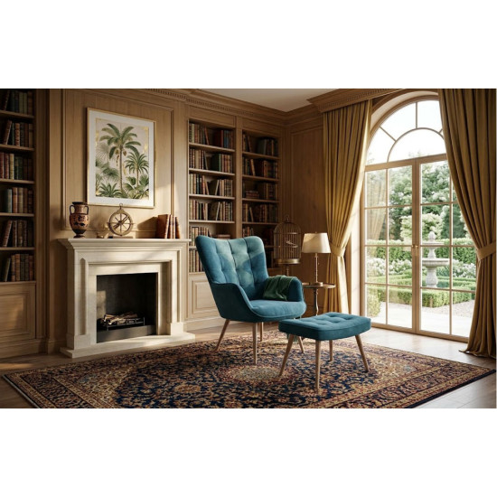 Fauteuil de Détente avec Repose-pieds – Bleue