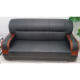 Jeu de Canapé en Cuir 3 Pièces (1 Canapé - 2 Fauteuils)- Noir
