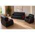 Jeu de Canapé en Cuir 3 Pièces (1 Canapé - 2 Fauteuils)- Noir