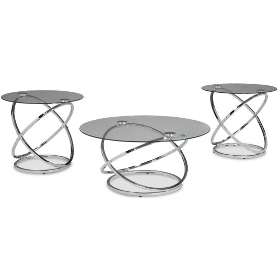 Ensemble de 3 Tables d'Appoint Hollynyx - Finition Chromée par Ashley Furnitures