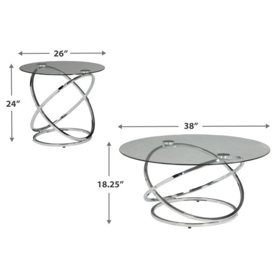 Ensemble de 3 Tables d'Appoint Hollynyx - Finition Chromée par Ashley Furnitures