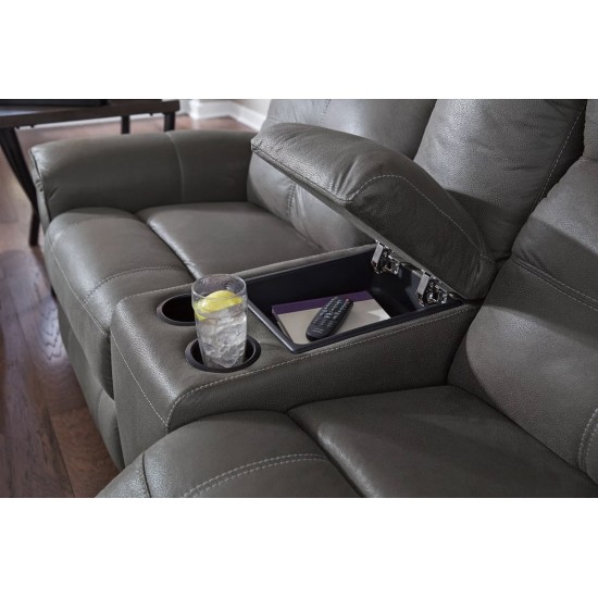8670594 Jesolo Manual Reclining Loveseat with Console Dark Gray by