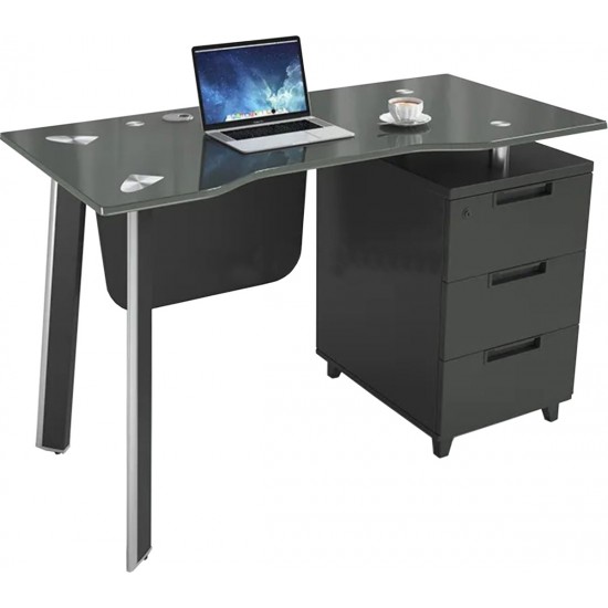 Bureau avec Dessus en Verre - Couleur Grise