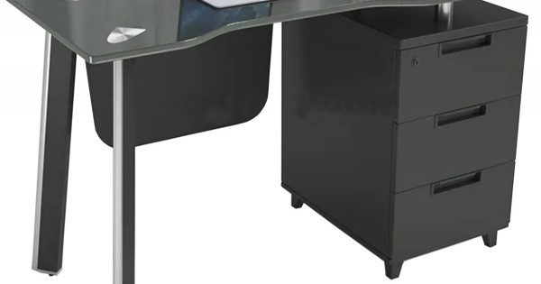 Bureau avec Dessus en Verre - Couleur Grise
