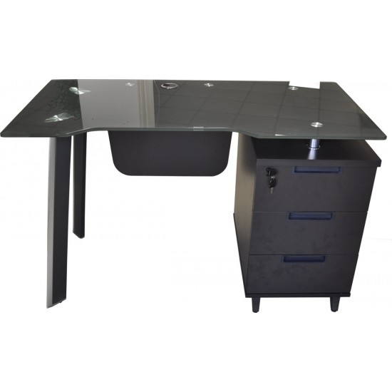 Bureau avec Dessus en Verre - Couleur Grise