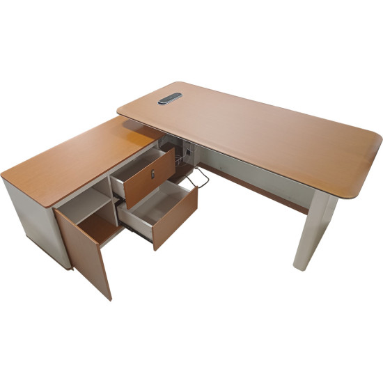 Bureau avec 2 Tiroirs et Buffet Intégré