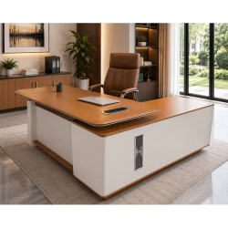 Bureau avec 2 Tiroirs et Buffet Intégré