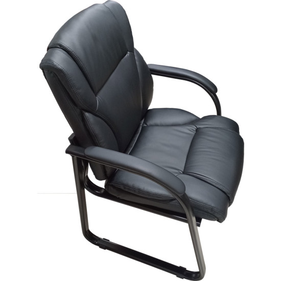 Chaise Visiteur Entièrement en Polyuréthane sur l'Assise et le Dossier avec des Eléments en Plastique-Noir