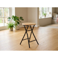 Chaise en Tabouret Pliante - Tube Noir Avec Bois Clair	