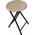 Folding Stool Chair - Black Tube With Clear Wood	