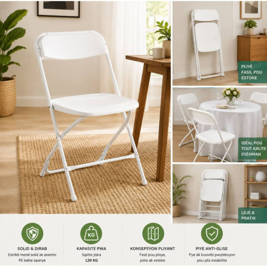 Chaise Pliante- Blanche