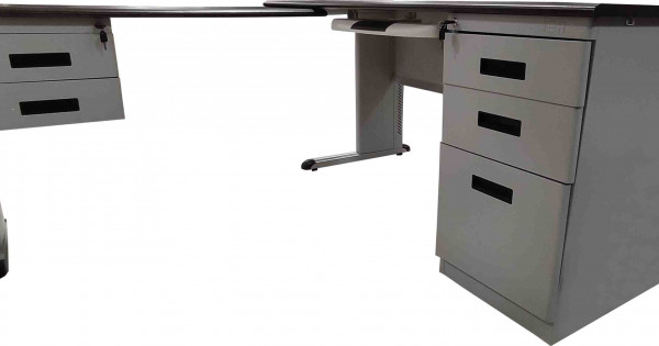 DL077LN - Bureau Métallique 30X60 Avec 5 Tiroirs - Retour à Gauche
