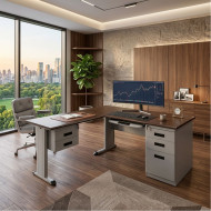 Bureau Métallique 30X60 Avec 5 Tiroirs - Retour à Gauche