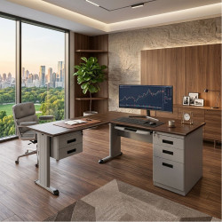 Bureau Métallique 30X60 Avec 5 Tiroirs - Retour à Gauche