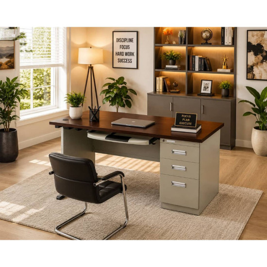 DL073B - BUREAU METALLIQUE 30X48 DE 3 TIROIRS (760X1220X750)