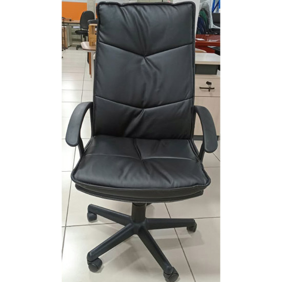Fauteuil de Bureau à Dossier Haut, Pivotant et Réglable, avec Revêtement en Polyuréthane sur Toute l'Assise – Noir