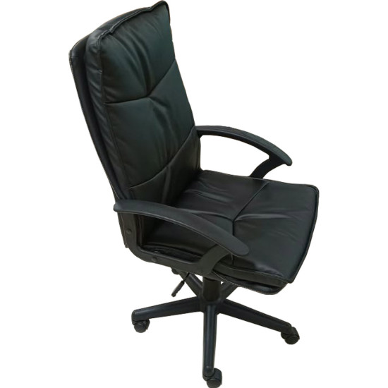 Fauteuil de Bureau à Dossier Haut, Pivotant et Réglable, avec Revêtement en Polyuréthane sur Toute l'Assise – Noir