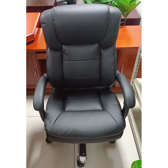 Chaise de Bureau à Dossier Haut, Assise Entièrement Recouverte de Polyuréthane, Pivotante et Réglable