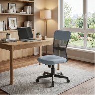 Chaise de Bureau Pivotante et Réglable à Dossier Haut – Gris Clair et Noir