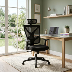 Chaise de Bureau Pivotante et Réglable avec Assise en Maille– Noir
