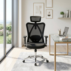 Chaise de Bureau Pivotante et Réglable avec Assise en Maille– Noir