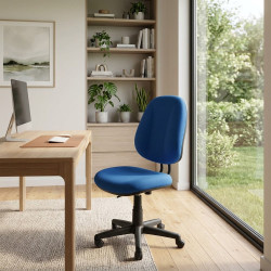 Chaise de Bureau avec Revêtement en Tissu sur l'Assise et le Dossier– Bleu