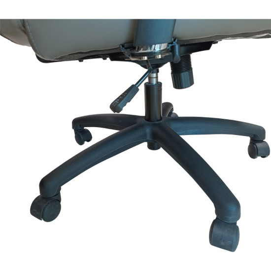 Fauteuil de Direction Pivotant et Réglable en Cuir Noir- Gris