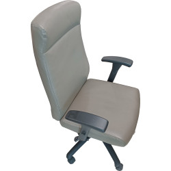 Fauteuil de Direction Pivotant et Réglable en Cuir Noir- Gris