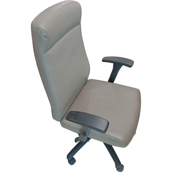 Fauteuil de Direction Pivotant et Réglable en Cuir Noir- Gris