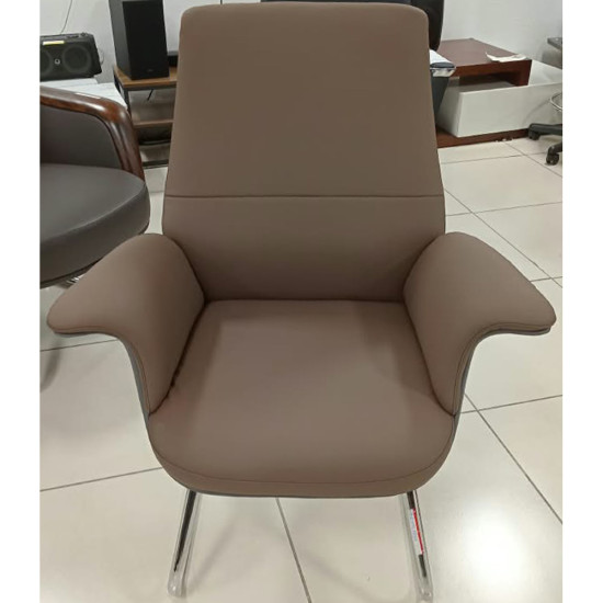 Fauteuil de Direction pour Visiteurs en Polyuréthane avec Structure Chromée– Marron